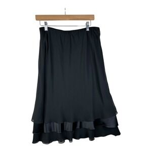 Alex Evenings Bottom Tier Mid Skirt size Large Black